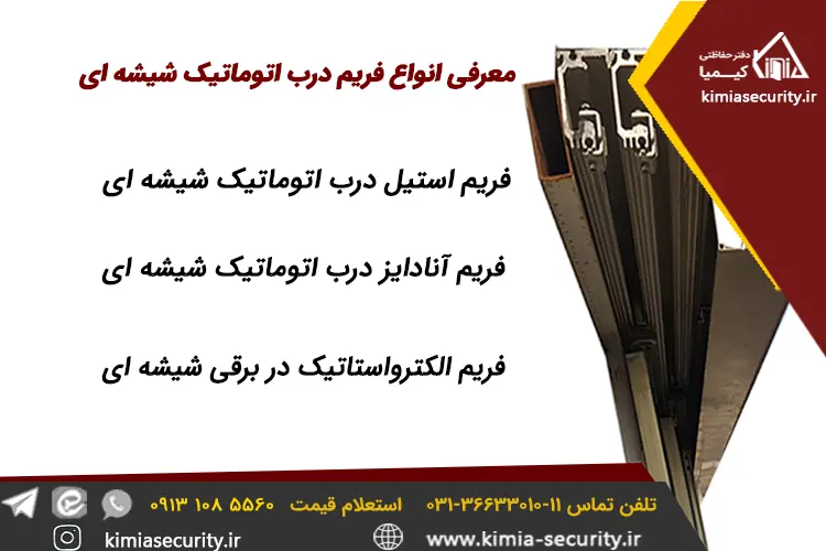 فریم درب اتوماتیک - فریم درب شیشه ای اتوماتیک -درب شیشه ای اتوماتیک با فریم آلومینیومی - دفتر حفاظتی کیمیا